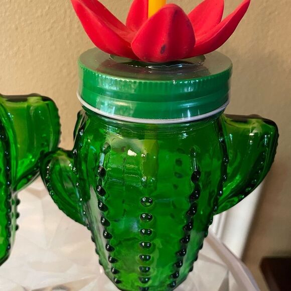 Target Bullseye Glass Cactus Flower Mason Jar Glasses set of 2 Sealed! - Picture 5 of 16